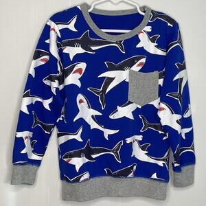 Shark Cotton Crewneck Pullover Pocket Sweatshirt Size 5T/120